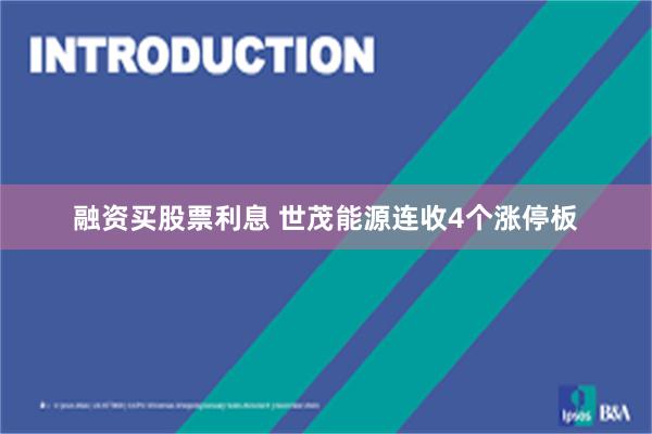 融资买股票利息 世茂能源连收4个涨停板